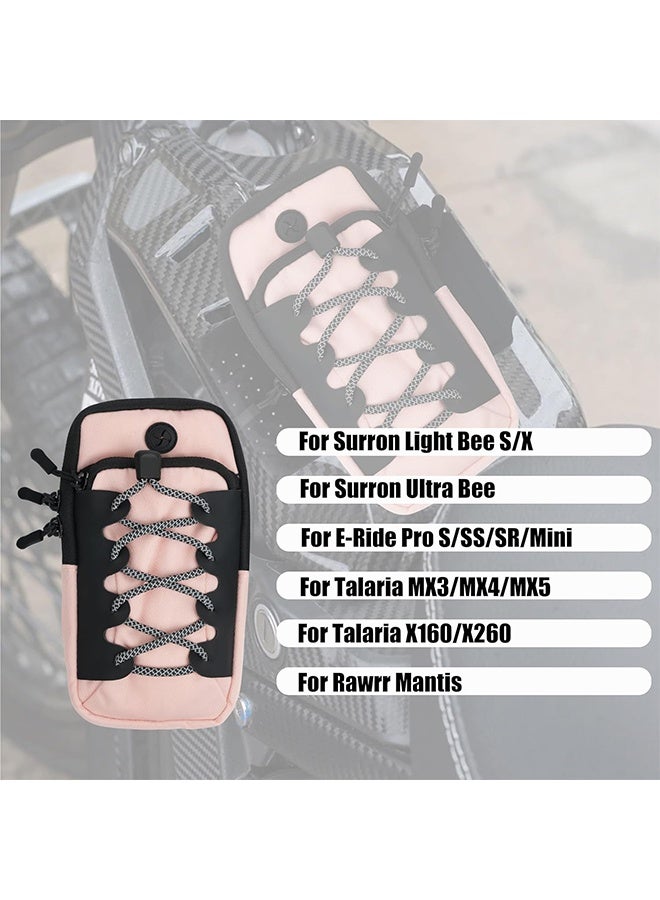 GIFT Universal Front Frame Bag for Electric Dirt Bikes, Fits Sur Ron LBX E-Ride Pro Rawrr Mantis, Holds Phone, Keys, Pink - Image 2