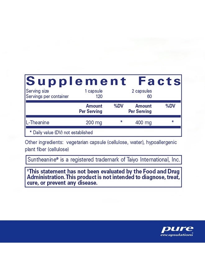 Pure Encapsulations L-Theanine - Amino Acid Supplement to Support Relaxation, Stress & Nervous System - 120 Capsules  - Image 2