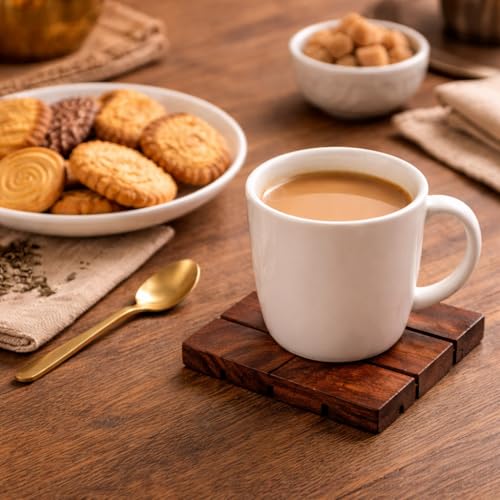 Hashcart Natural Sheesham Wood Coasters for Beer Cans/Coffee Mugs (Set of 6) - Image 3