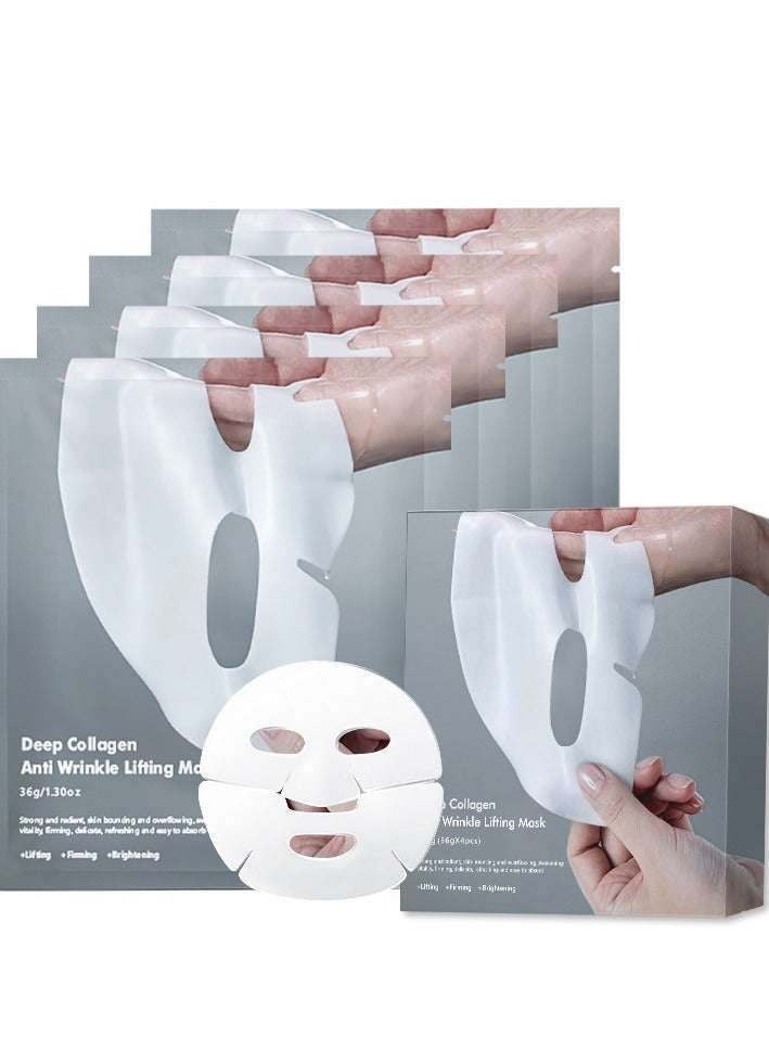 Deep Collagen Overnight Mask 36gx4ea | The real collagen 2,160,000ppb | Facial sheet masks with low molecular weight collagen for elasticity, firming, and moisturizing - Image 1