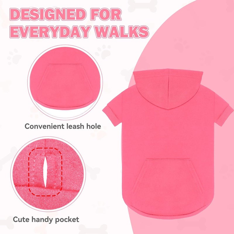 Waoduld Dog Sweaters,Dog Hoodie,Cozy Fleece Interior Sweatshirt with Hood & Pocket,Leash Hole,Pet Clothes Sweater for Small,Medium,and Large Dogs,Pink&XL - Image 4