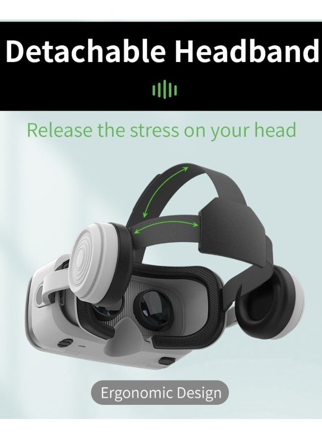 في آر شينيكون نظارات G15E VR أفلام IMAX 3D افتراضية واقعية نظارات VR صندوق جوجل كارد بورد خوذة VR لجهاز بحجم 4.7-7 بوصة، تدعم دواسة ألعاب (أبيض) - Image 5
