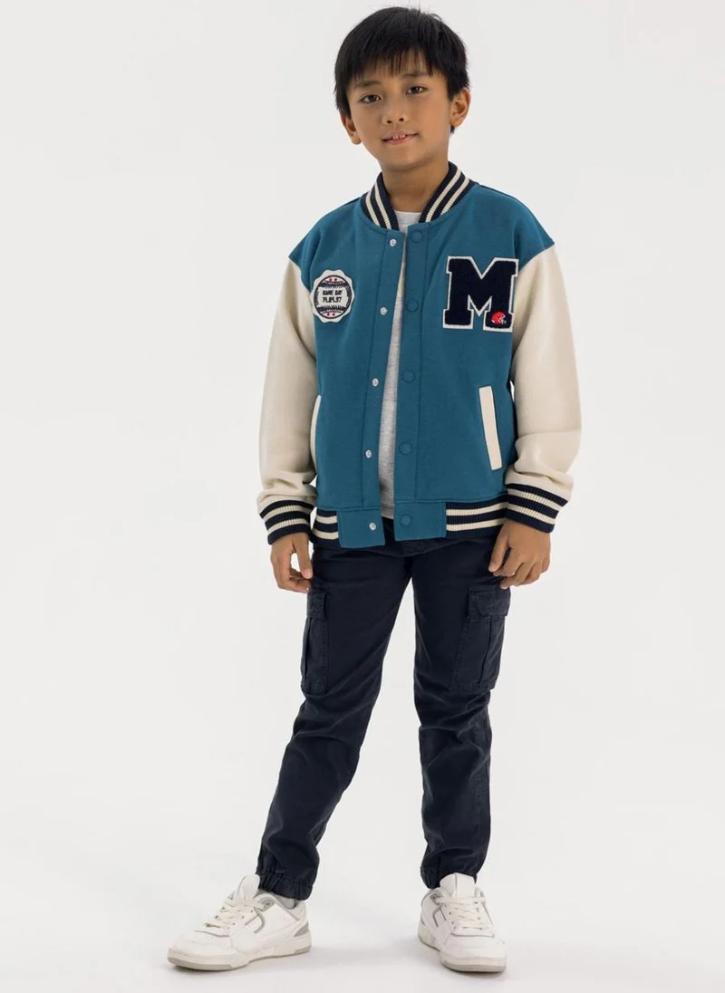 MINOTI Kids Varsity Bomber Jacket with Letter Patch
