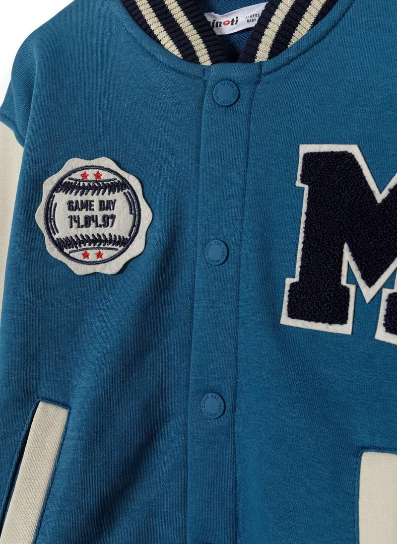 MINOTI Kids Varsity Bomber Jacket with Letter Patch  - Image 4