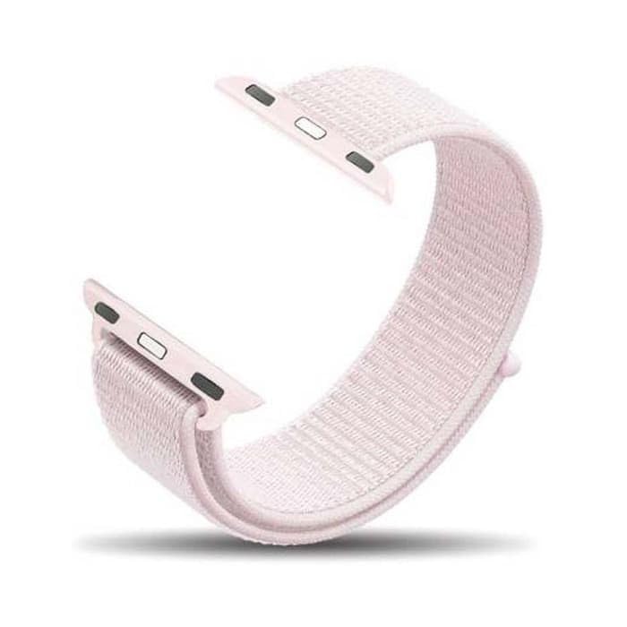 J.Rosée Nylon Sport Strap Compatible with Apple Watch Series 10–1 (41/40/38/42mm) – Adjustable Velcro Band (Light Pink) - Image 2