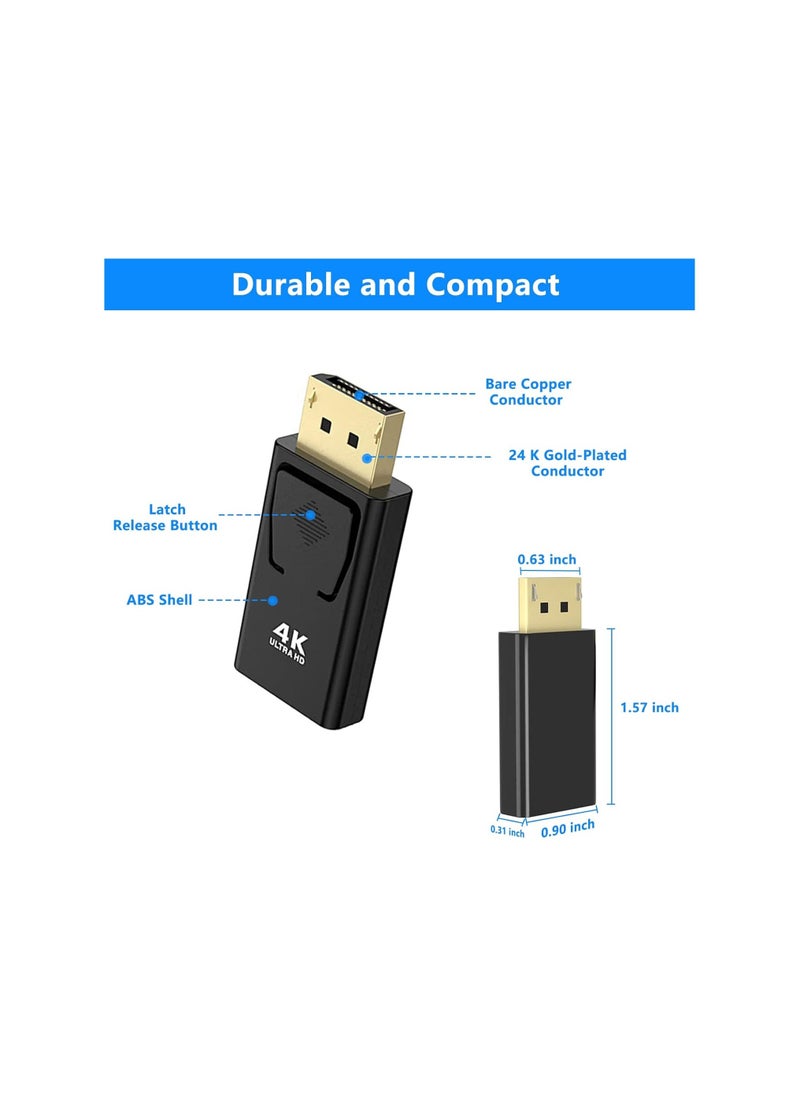 Generic - 4K DisplayPort to HDMI Adapter, 2 Pack Uni-Directional DP PC to HDMI Monitor Converter, 4K Ultra HD DP Display Port to HDMI Adapter(Male to Female), Compatible for Lenovo Dell HP and Other Brand - Image 1