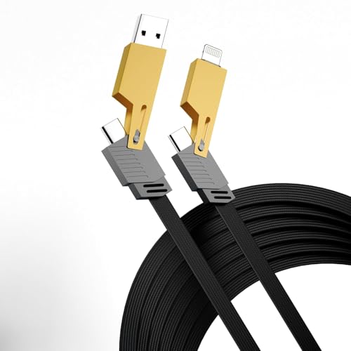 AILKIN 120W 4 in 1 Multi Function Braided Fast Charging Cable with Lightning to USB C, Type C-C, Ligthning to USB, Military Grade Durability, Compatible for iPhone/Samsung/Oneplus Series,Tablet & More - Image 1