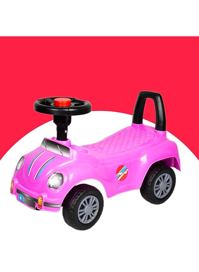 IToys Kids Ride On Push Car Pink 55 X 24 X 33 Cm With Steering Wheel - Image 2