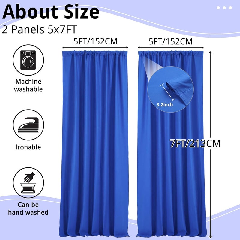CIPAZEE Royal Blue Curtains Backdrop for Parties, Wrinkle-Resistant Royal Blue Photo Backdrop Curtains Drapes for Party Birthday Wedding Decoration Photography,5ft x 7ft, 2 Panels - Image 3