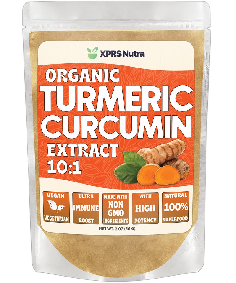 XPRS Nutra Organic Turmeric Curcumin Powder Extract 101 Premium USDA Organic Curcumin Powder for Immunity Vegan Friendly Pure Curcumin for Gut Health 2 Ounce