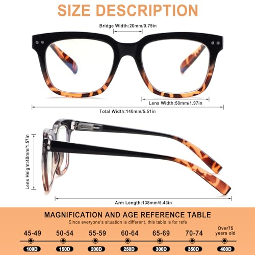 CHOFILORD Progressive Multifocus Reading Glasses for Women Men Blue Light Blocking Spring Hinge Square Computer Readers 4 Pack Mixed A 125 Diopters - Image 3