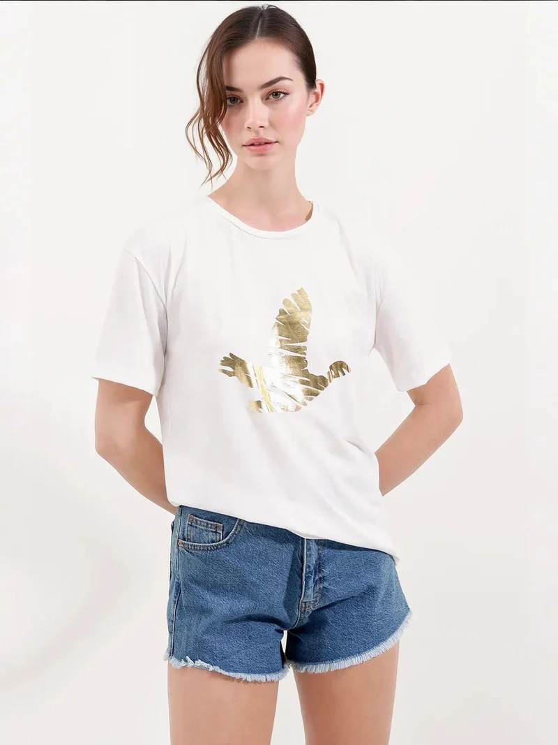 بيغ دارت تي شيرت بياقة مستديرة وأكمام قصيرة مطبوع