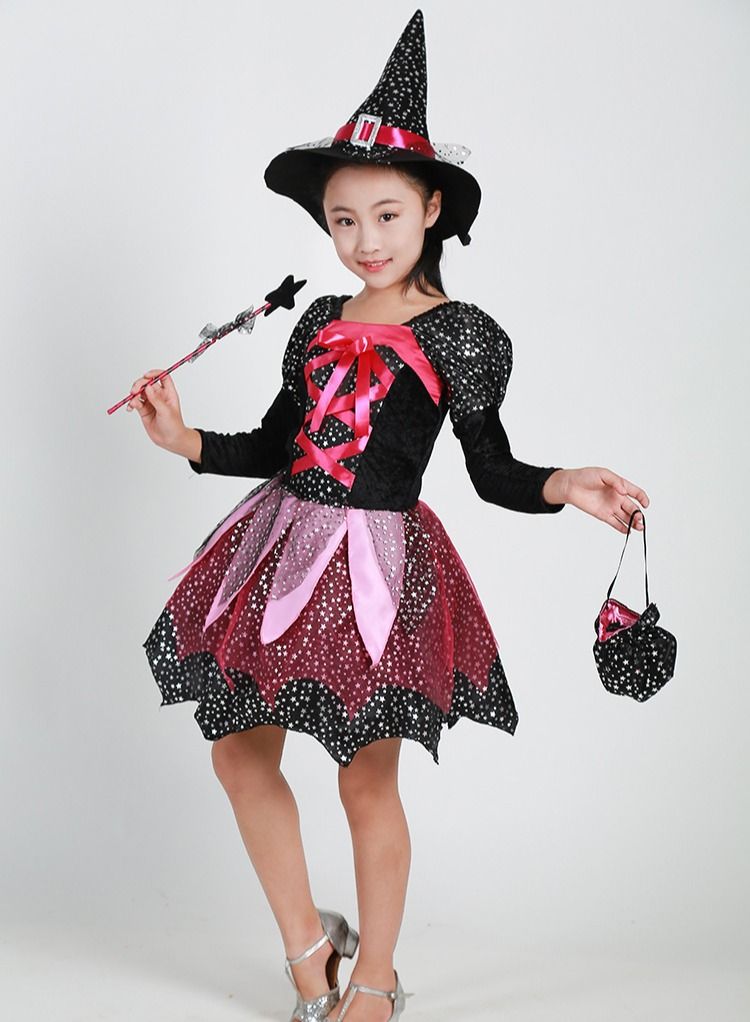 M MIAOYAN M MIAOYAN Halloween children's costume girls costume witch cloak elf magic skirt children's costume cos costume  - Image 1