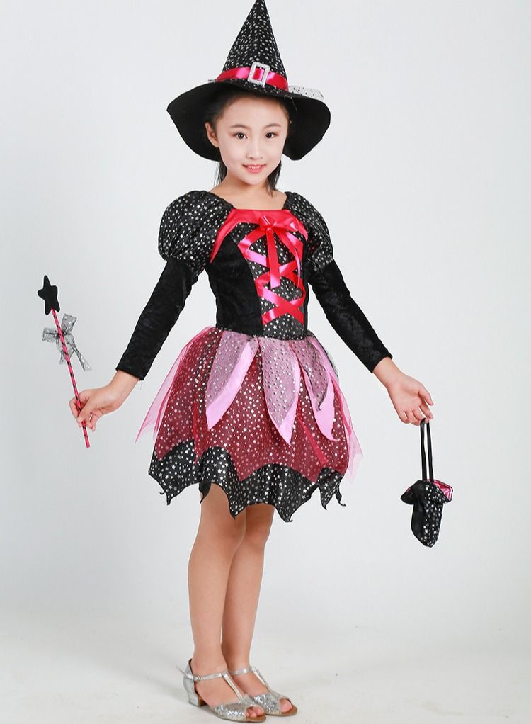 M MIAOYAN M MIAOYAN Halloween children's costume girls costume witch cloak elf magic skirt children's costume cos costume  - Image 3