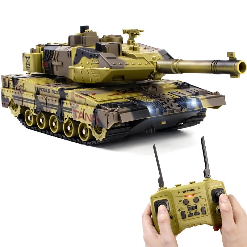 Supdex 124 RC Tank 24Ghz Remote Control Army Tank with 360Rotating Turret Auto Demo Sound Smoke Light Military Vehicles Model Gift for Boys 68 - Image 3