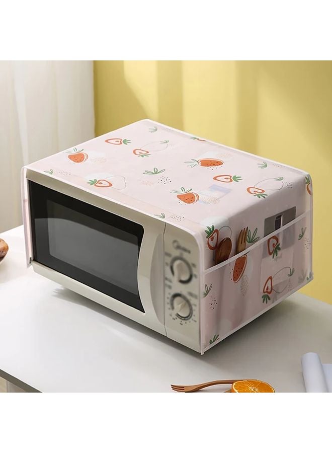 Pink Strawberry Heart Pattern PVC Microwave Dust Cover Waterproof Oil Proof Home Appliance Protector - Image 2
