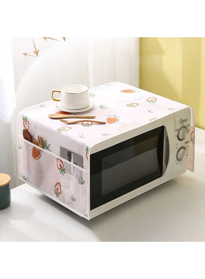 Pink Strawberry Heart Pattern PVC Microwave Dust Cover Waterproof Oil Proof Home Appliance Protector - Image 5