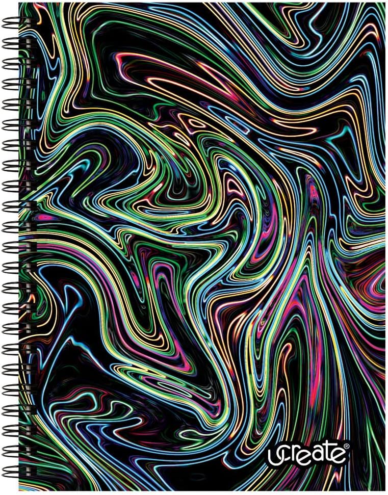 UCREATE كتاب رسم بولي موضة بتصميم تجريدي، 9" × 12"، نيون 75 ورقة - Image 2
