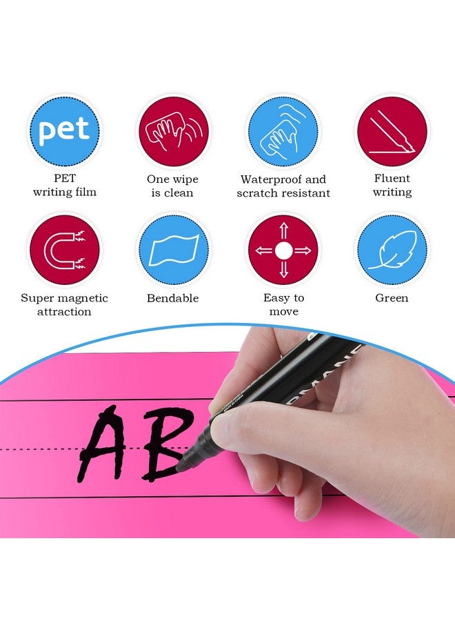 Chinco 12 Pack Magnetic Sentence Strips For Teachers Sentence Strips 12 X 3 Inch Magnetic Dry Erase Sentence Strips Lined Magnetic Strips Reusable Classroom Learning Tool For Office School (Multicolor) - Image 3