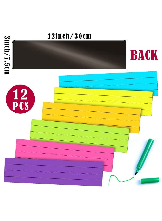 Chinco 12 Pack Magnetic Sentence Strips For Teachers Sentence Strips 12 X 3 Inch Magnetic Dry Erase Sentence Strips Lined Magnetic Strips Reusable Classroom Learning Tool For Office School (Multicolor) - Image 4