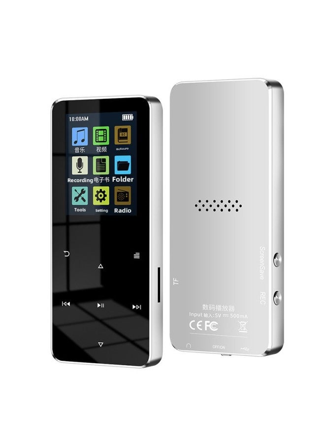 Student Metal Touch Keys Bluetooth MP3 Mini Walkman Music Player Mp4 English External Plug-in Card-Body Color:Silver Gray 【metal Card + Bluetooth】】-Memory Capacity:Single Machine 0gb 【no Memory Or Fm 【headphones + Data Cable + Packaging】 - Image 1