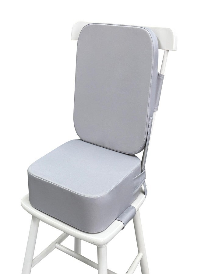 Acxseo Toddler Booster Seat for Dining Table with Backrest and Adjustable Straps, Waterproof Oxford Foam Cushion with Non-Slip Bottom, Portable Chair Booster for Kitchen Use (Grey) - Image 1