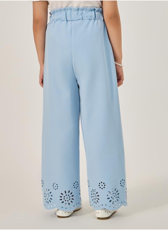 Styli Solid Laser Cut Hem Relaxed Fit Pants  - Image 4