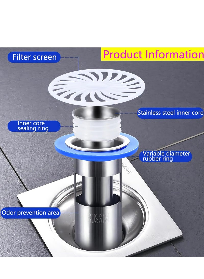 Excefore 304 Stainless Steel Odor Proof Floor Drain Core, Sewer Anti-Odor Cover Sealing Ring, Floor Drain Backflow Preventer, Suitable for Kitchen Bathroom(32mm)  - Image 3