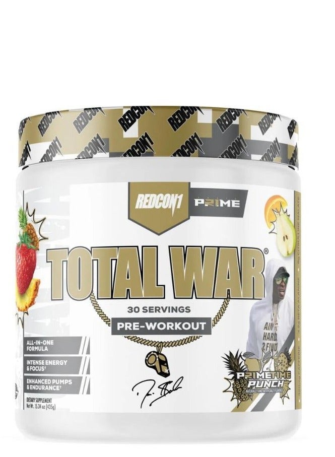 REDCON1 Total War – Prime Time Punch Flavor, 30 Servings, 320mg Caffeine per Serving, Supports Metabolic Function