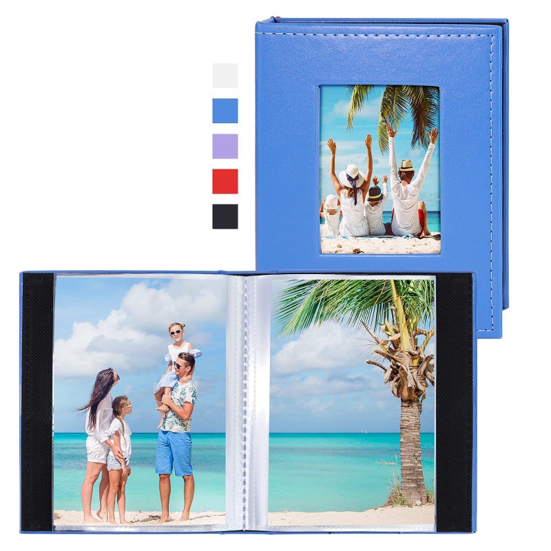 Vienrose Small Photo Album 4x6 Photos 2 Pack Leather Cover Mini Photo Book 26Page Holds 52 Pictures Artwork or Postcards Storage Blue