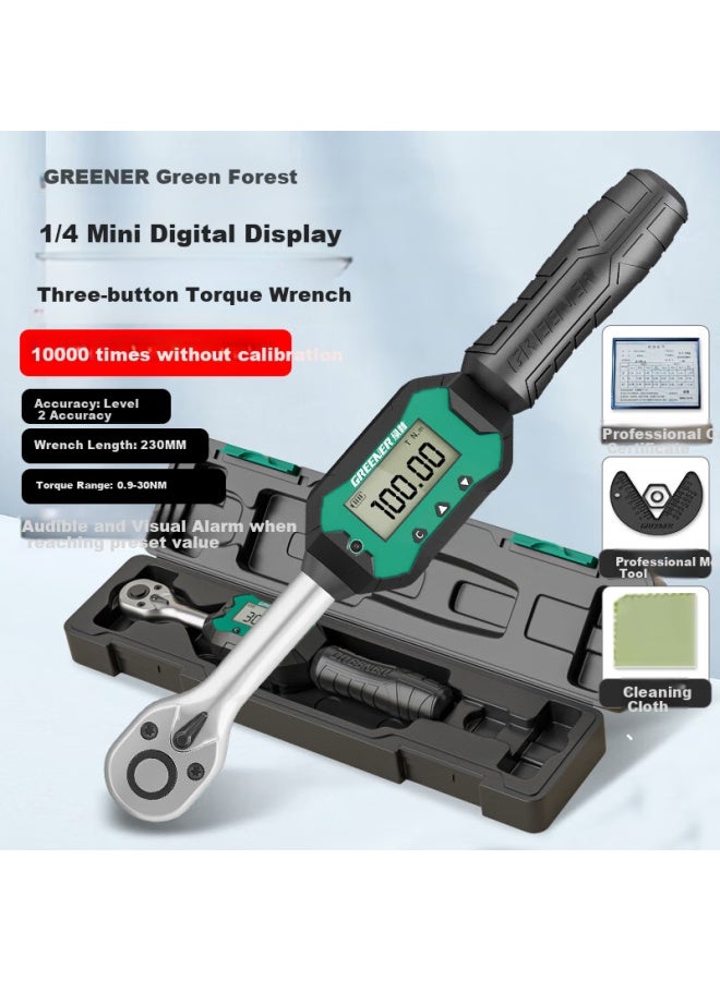Greener 1/4 Small Digital Torque Wrench, 0.9-30nm, High-precision Industrial-grade Ratchet Torque, Home And Motorcycle Set - Image 1