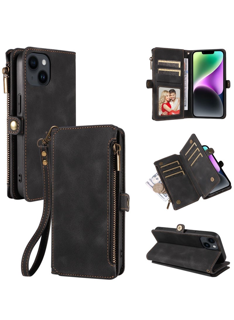 iPhone 15 Plus Case with Card Holder and Wallet Case with Ring Holder Soft TPU Silicone Bumper Slim Shockproof Protective Case Cover - Image 1