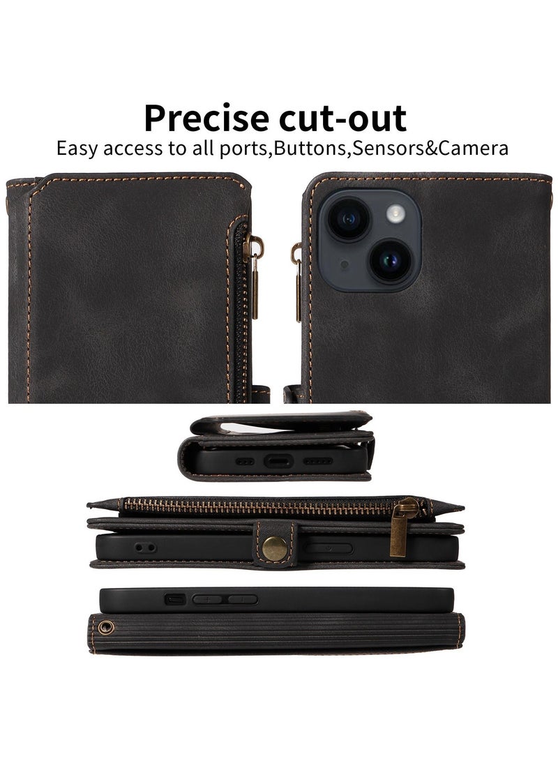 iPhone 15 Plus Case with Card Holder and Wallet Case with Ring Holder Soft TPU Silicone Bumper Slim Shockproof Protective Case Cover - Image 4