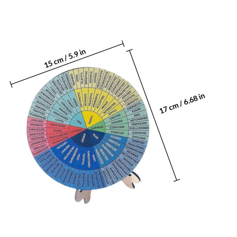 Desk Decor For Men Emotion Expression Wooden Circular Emotion Wheel Therapists Counselors Home Office 1 Set - Image 2