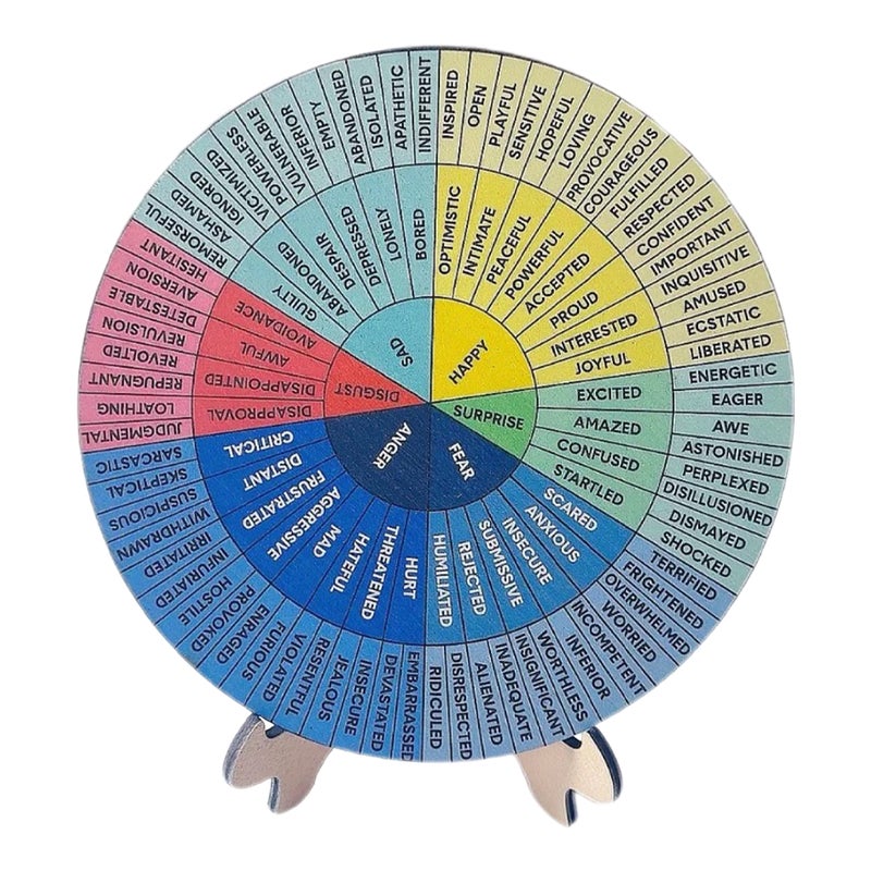 Desk Decor For Men Emotion Expression Wooden Circular Emotion Wheel Therapists Counselors Home Office 1 Set - Image 1