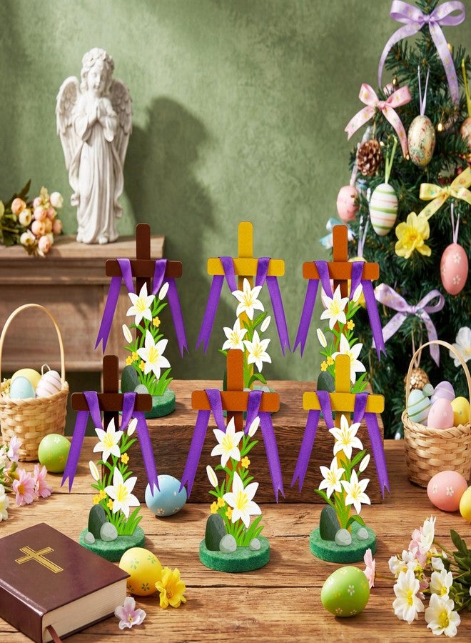 80UncleKimby 27Sets Easter Crafts Wooden Cross Kit with Felt Base Stickers Ribbon Christian Religious Sunday School Classroom Activities Bulk - Image 2