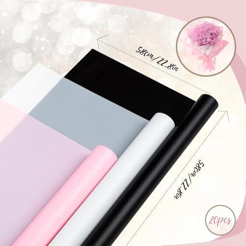 Gloreyan 20 Sheets Flower Wrapping Paper, Pink Florist Bouquet DIY Craft Fresh Flower Bouquet Wrap Waterproof Floral Wrapping Gift Box Packaging Material Florist Supplies, 22.8 * 22.8 Inches(Pink) - Image 4