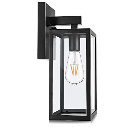 MAXvolador Outdoor Wall Lantern, Exterior Waterproof Wall Sconce Light Fixture, Black Anti-Rust Mount Light with Clear Glass, E26 Base Wall Lamp - Image 1