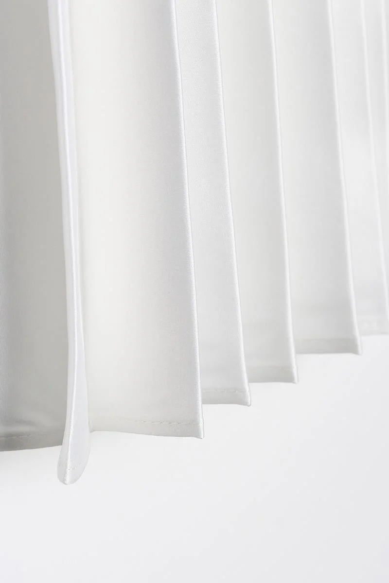 Allday White-Elastic Waist Pleated Comfortable Satin Skirt