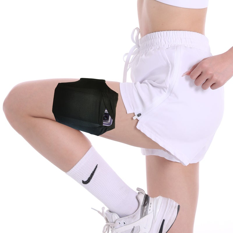 Adjustable Magic Strap Sport Leg Bag Black thigh bag