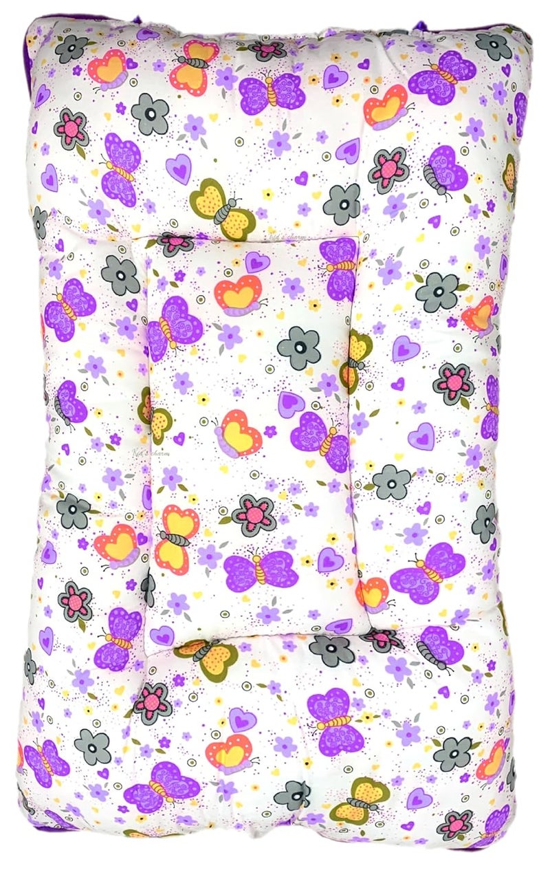 Kid's Charm Kids Charm Butterfly Mega 3 in 1 Babys Cotton Bed Cum Carry Bed Printed Baby Sleeping BagBaby BedInfant Portable for Unisex Easily Portable Light Weight Carry for New Born 48 Months Old Violet - Image 3