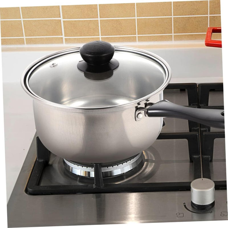 Zerodeko Stainless Steel Milk Pot with Lid Deep Pan for Soup Butter Warmer and Noodles Dishwasher Safe Kitchen Cooking Pot with Mirror Polished Interior for Easy Cleaning - Image 3