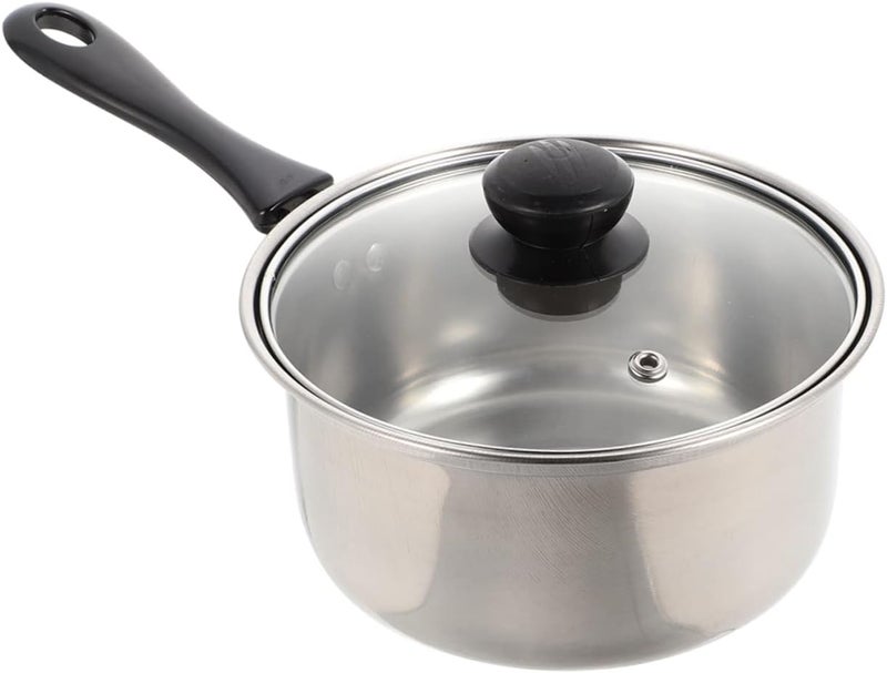 Zerodeko Stainless Steel Milk Pot with Lid Deep Pan for Soup Butter Warmer and Noodles Dishwasher Safe Kitchen Cooking Pot with Mirror Polished Interior for Easy Cleaning - Image 1