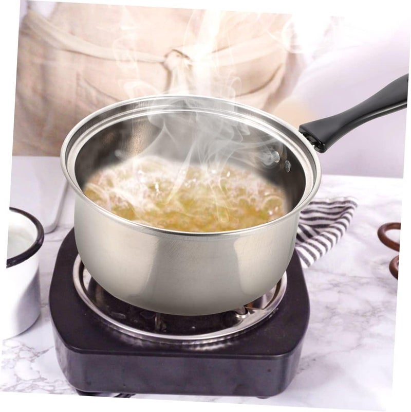 Zerodeko Stainless Steel Milk Pot with Lid Deep Pan for Soup Butter Warmer and Noodles Dishwasher Safe Kitchen Cooking Pot with Mirror Polished Interior for Easy Cleaning - Image 5