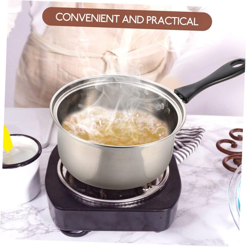 Zerodeko Stainless Steel Milk Pot with Lid Deep Pan for Soup Butter Warmer and Noodles Dishwasher Safe Kitchen Cooking Pot with Mirror Polished Interior for Easy Cleaning - Image 4