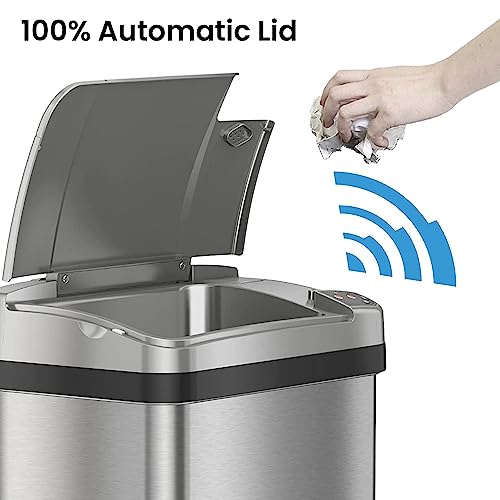 iTouchless Touchless 2.5 Gallon Sensor Garbage Can with AbsorbX Odor Filter and Fragrance, Touchless Automatic Stainless Steel Trash Bin, Perfect for Bathroom and Office - Image 2