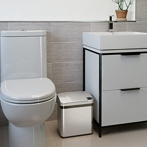 iTouchless Touchless 2.5 Gallon Sensor Garbage Can with AbsorbX Odor Filter and Fragrance, Touchless Automatic Stainless Steel Trash Bin, Perfect for Bathroom and Office - Image 5