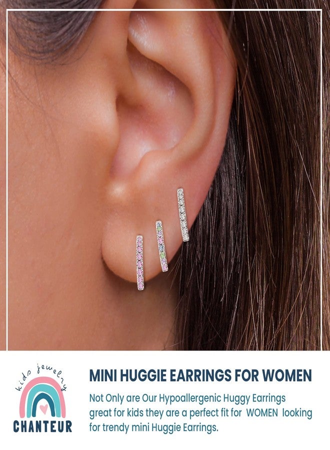 Chanteur Hypoallergenic Huggie Earrings for Girls & Women - Small Hoop Design, Perfect for Teens & Kids, Small, Brass, No Gemstone - Image 4