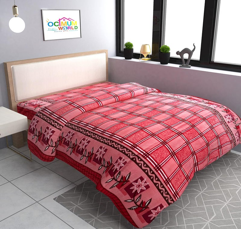 MORADO MORADO Single Bed Woolen Fabric Checkered Quilt CoverDuvet CoverRajai CoverBlanket Cover for Winters 70x90 Inches Mustard and Red Combo of 2 - Image 3