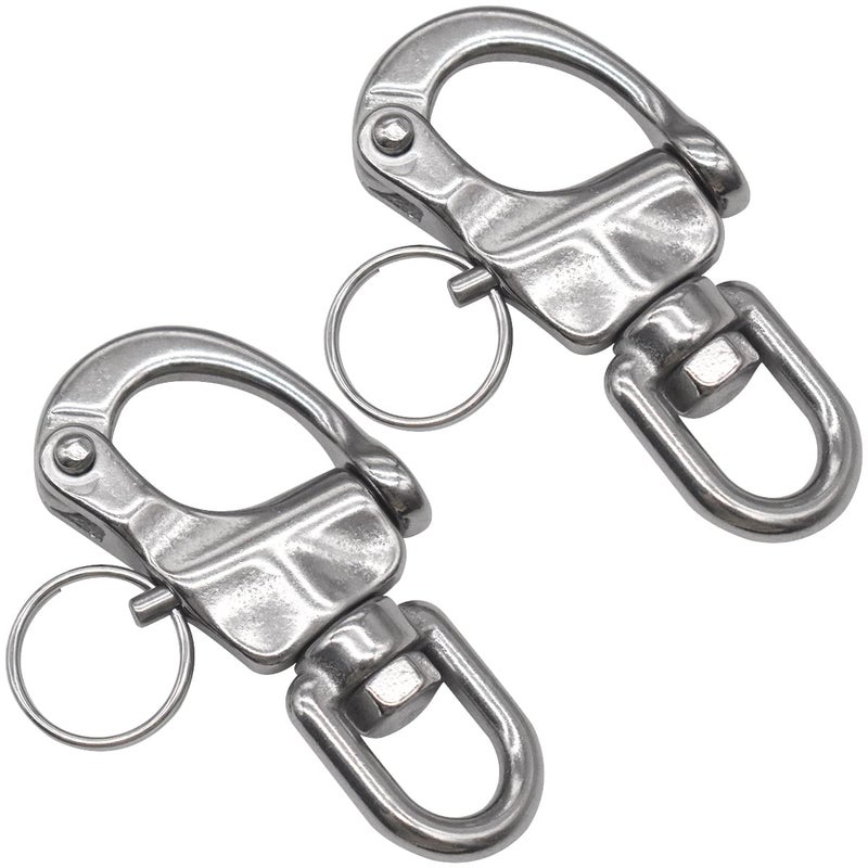 Generic CHENKEE Snap Swivel Shackle, 2 pcs Heavy Duty Snap Shackle Stainless Steel Swivel Eye Snap Shackle Quick Release Marine Swivel Shackle D links Hook Shackle Clip for Sailboat Sandbag and Industry  - Image 1